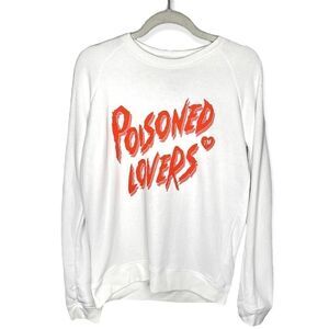 Zoe Karssen Poisoned Lovers Long Sleeve Graphic Sweater Medium White Crewneck